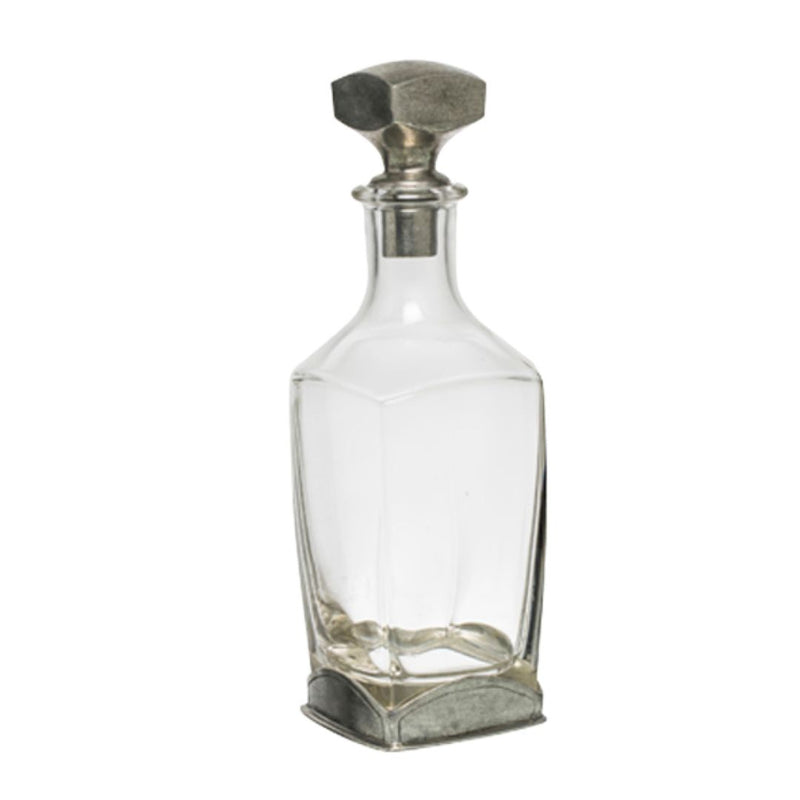 Square Glass Decanter with Pewter Stopper