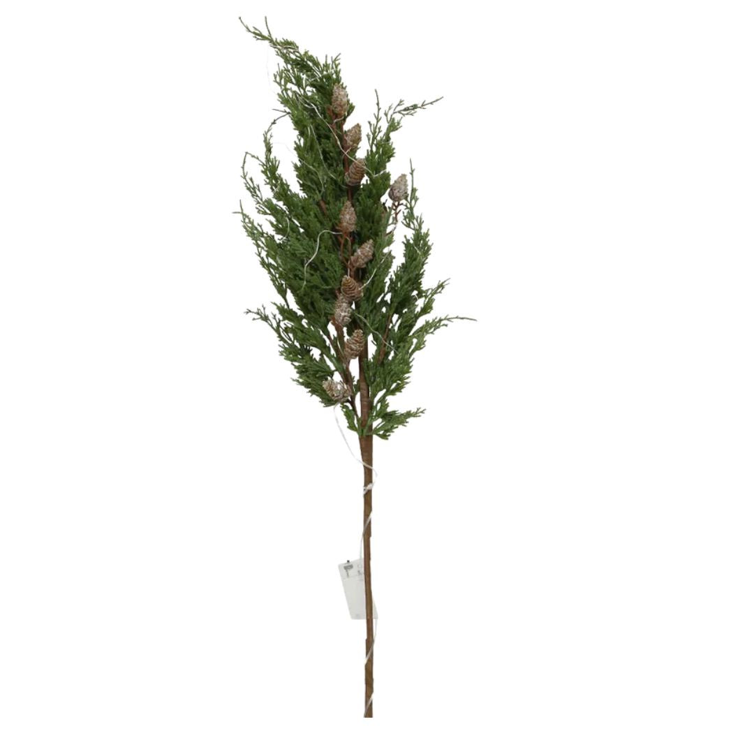 Cedar & Pinecone Branch with Lights - 104cm