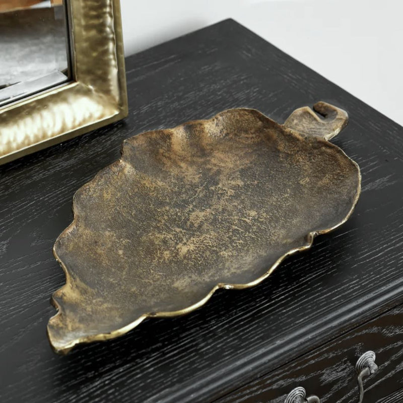 Leaf Plate Aged Gold