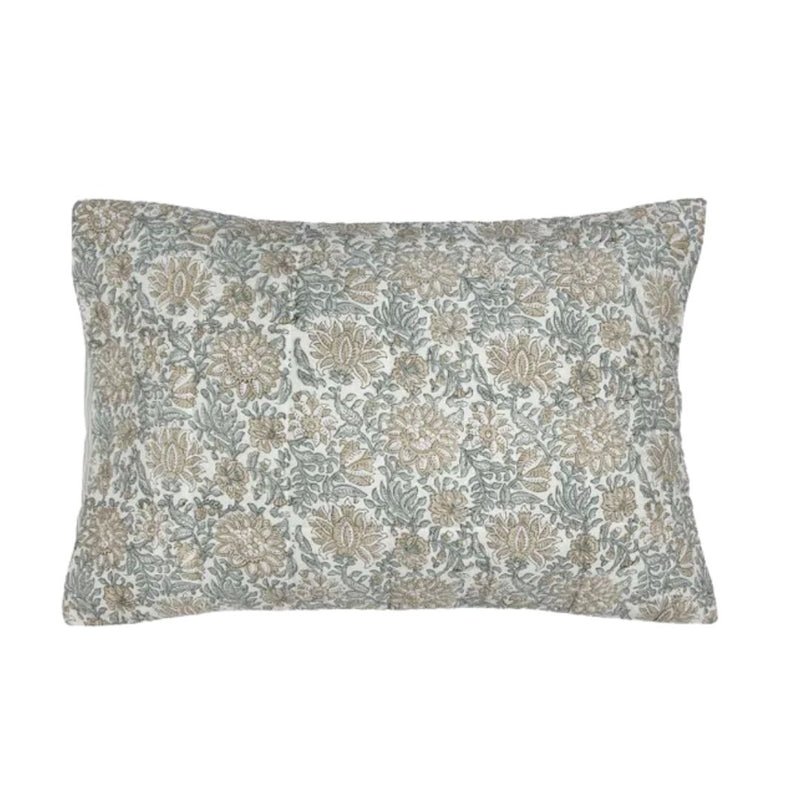Athena Handblock Pillow Covers: Blue/Natural in Pair