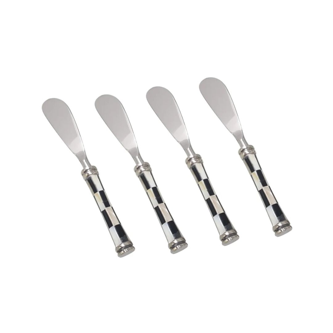 Checker Black & White Bone and Stainless Steel Spreaders