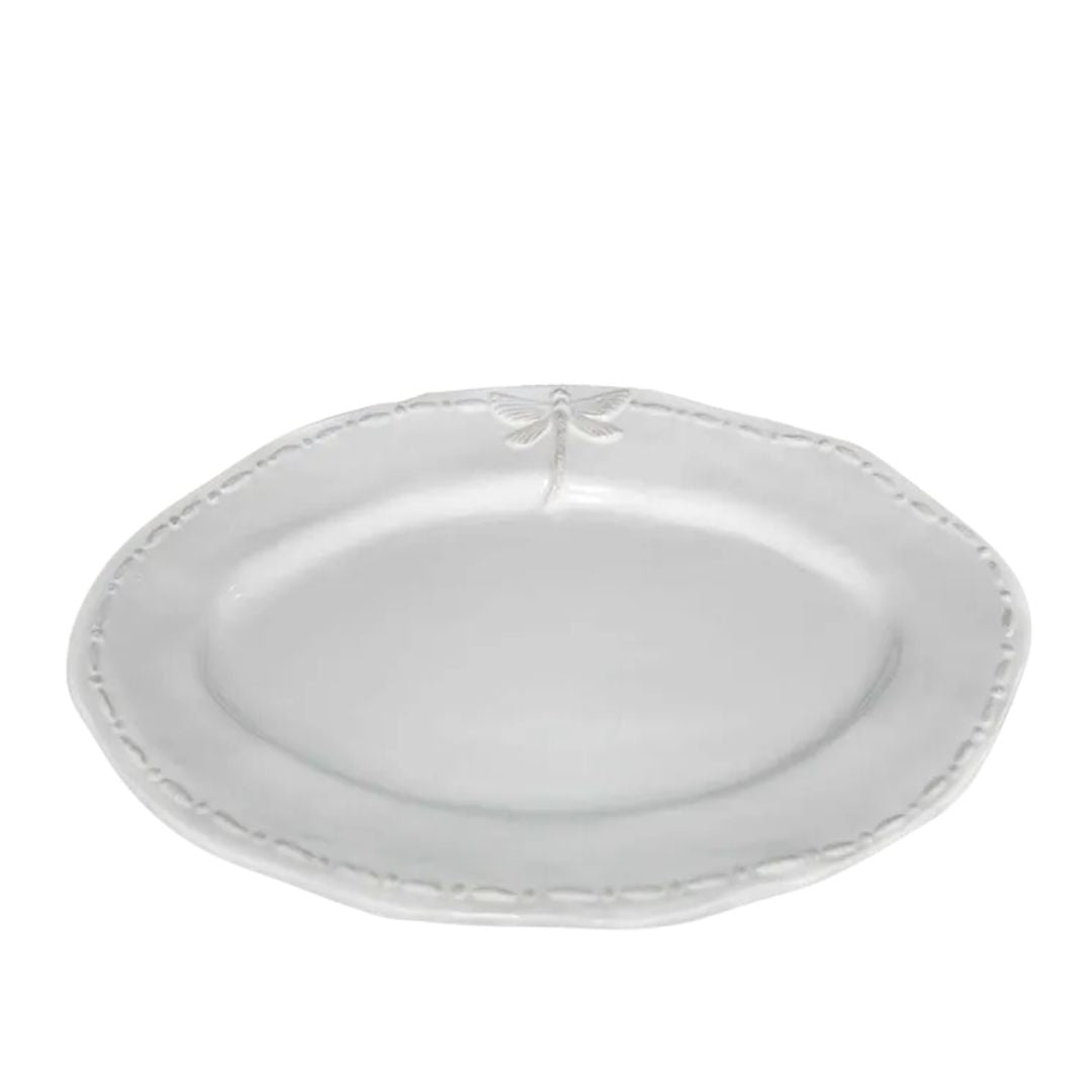 Dragonfly Stoneware White Oval Platter - Small