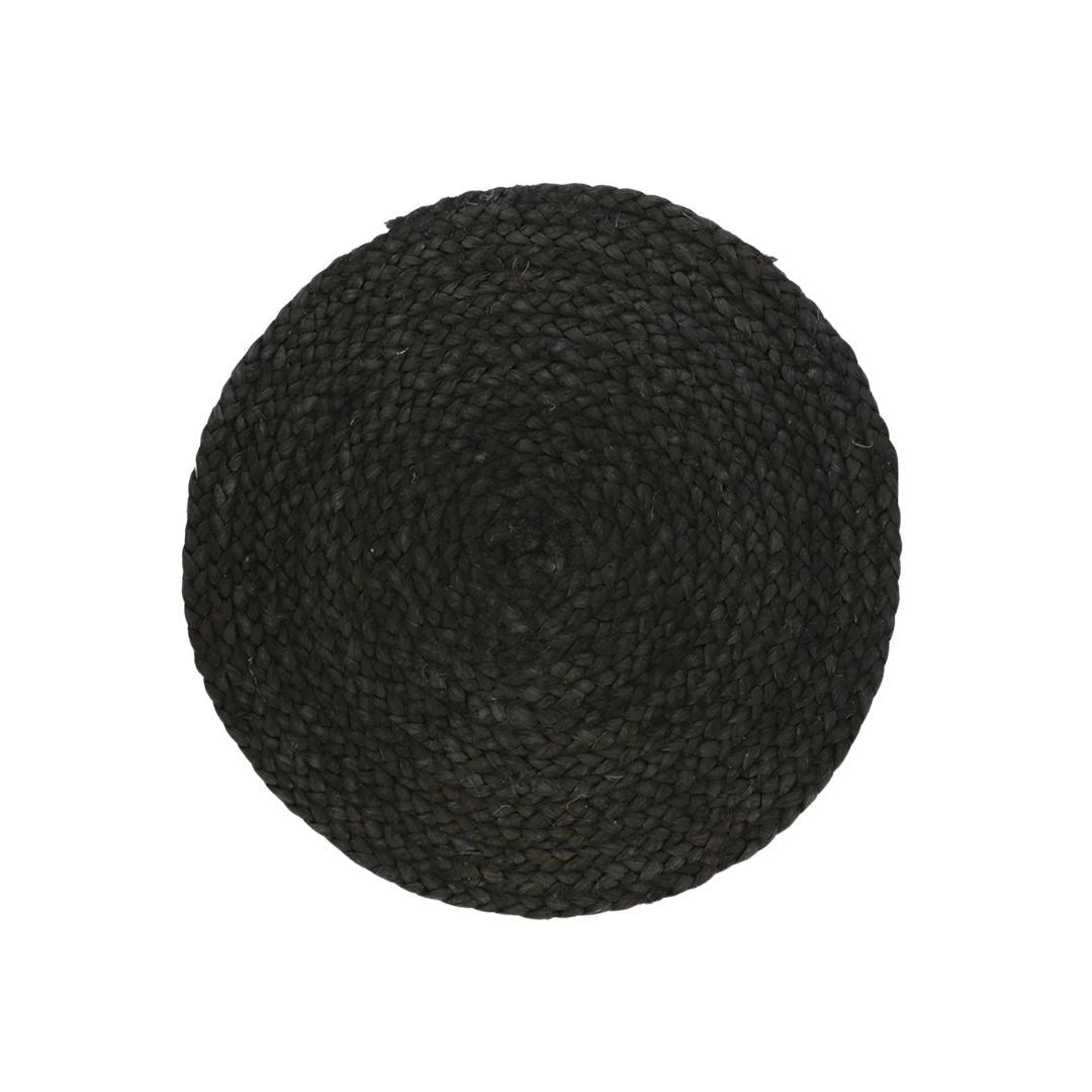 Woven Jute Placemat in Black - Dia.30cm