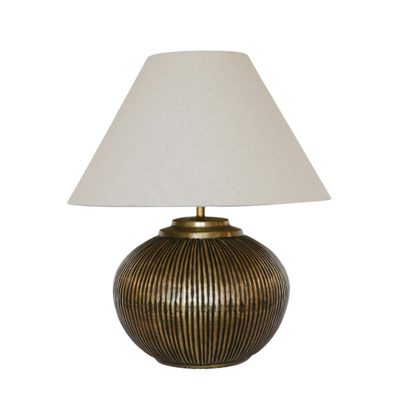 Marbella Ball Brass Lamp Base with Ridges: Dark Brass