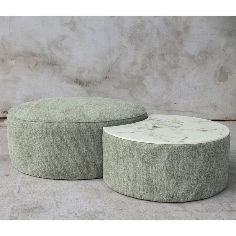 Laura Ottoman: Chenille - Sage Green