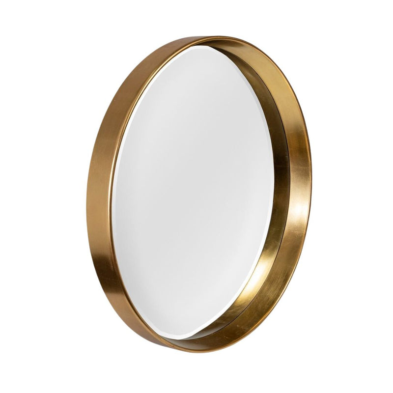 Round Beveled Gold Wall Mirror - 95dia.