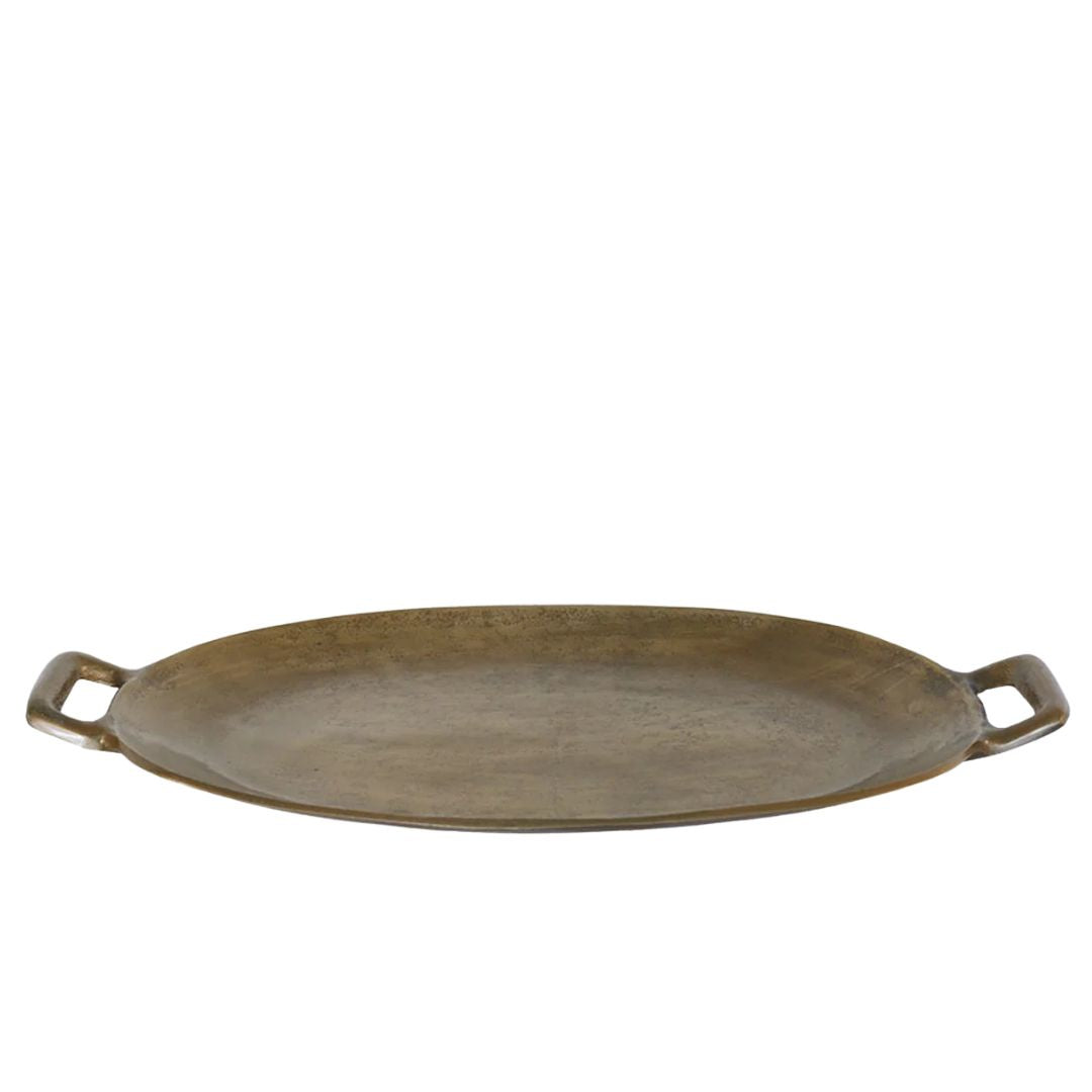 Oval Tray Two-Tone Antique Brass Finish