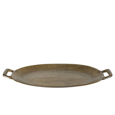 Oval Tray Two-Tone Antique Brass Finish