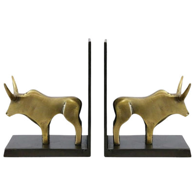 Bull Bookends in Brass Finish