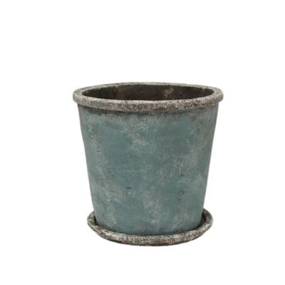 Sea Blue Plant Pot & Saucer - Medium