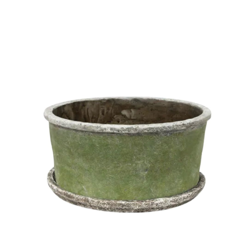 Evergreen Wide Plant Pot & Saucer - Large