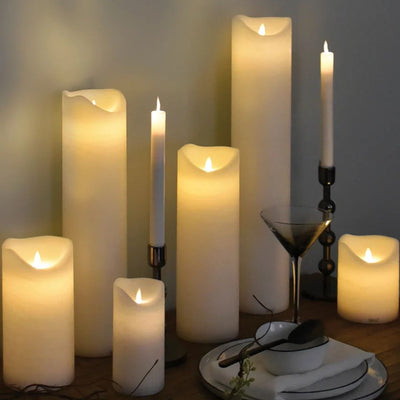 Sirius Sara Tall Taper LED Candle: White - Set of 2