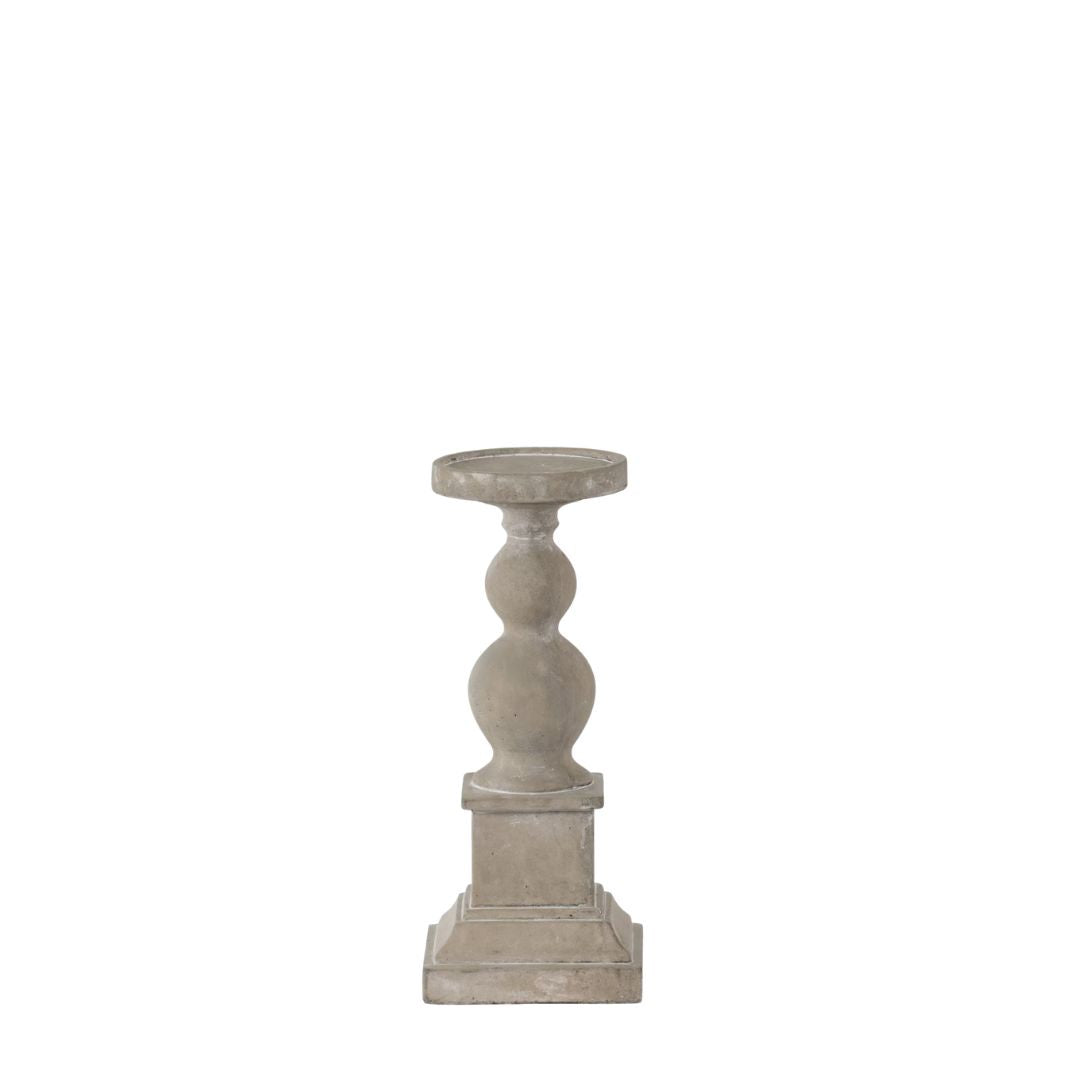 Grey Cement Pillar Candle Holder - Short