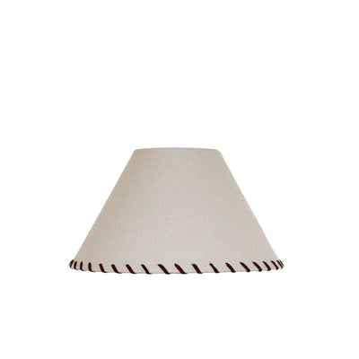 Woven Linen Tapered Shade with Leather Stitching - 41cm