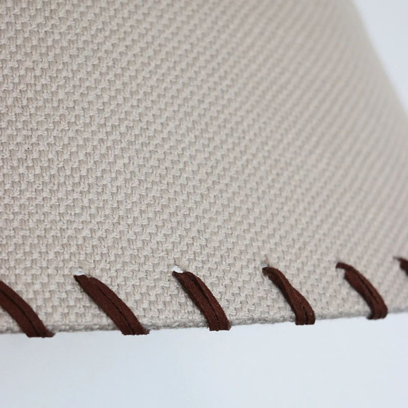 Woven Linen Tapered Shade with Leather Stitching - 41cm