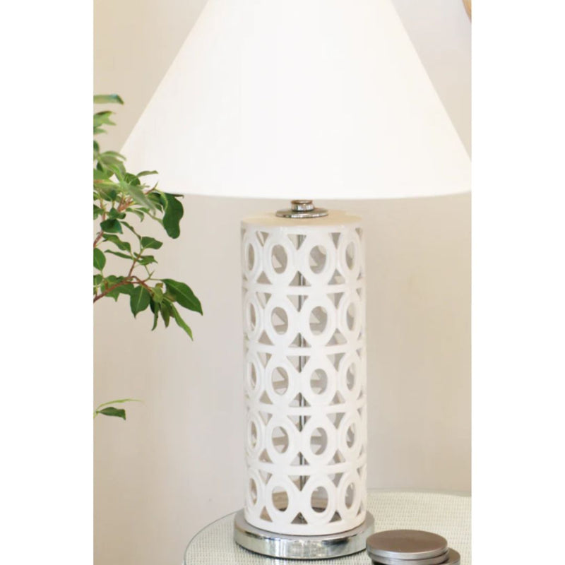 Lattice White Ceramic Table Lamp Base