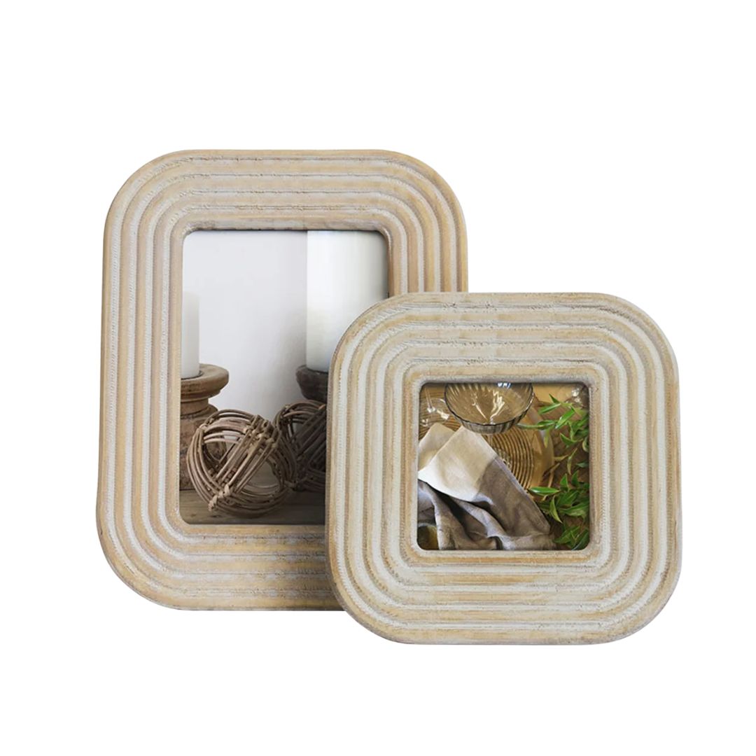 Wooden Photo Frame with Ridged Detail - 4x4"