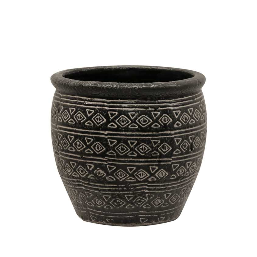 Aztec Pot: Black/Natural - Large