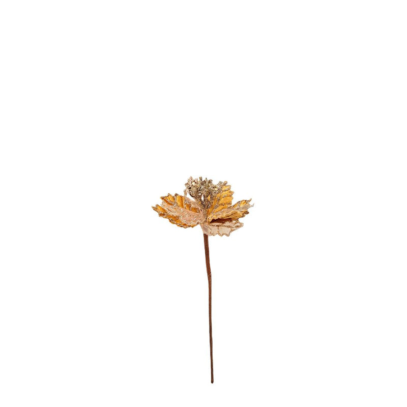 Brushed Gold Poinsettia on Stick