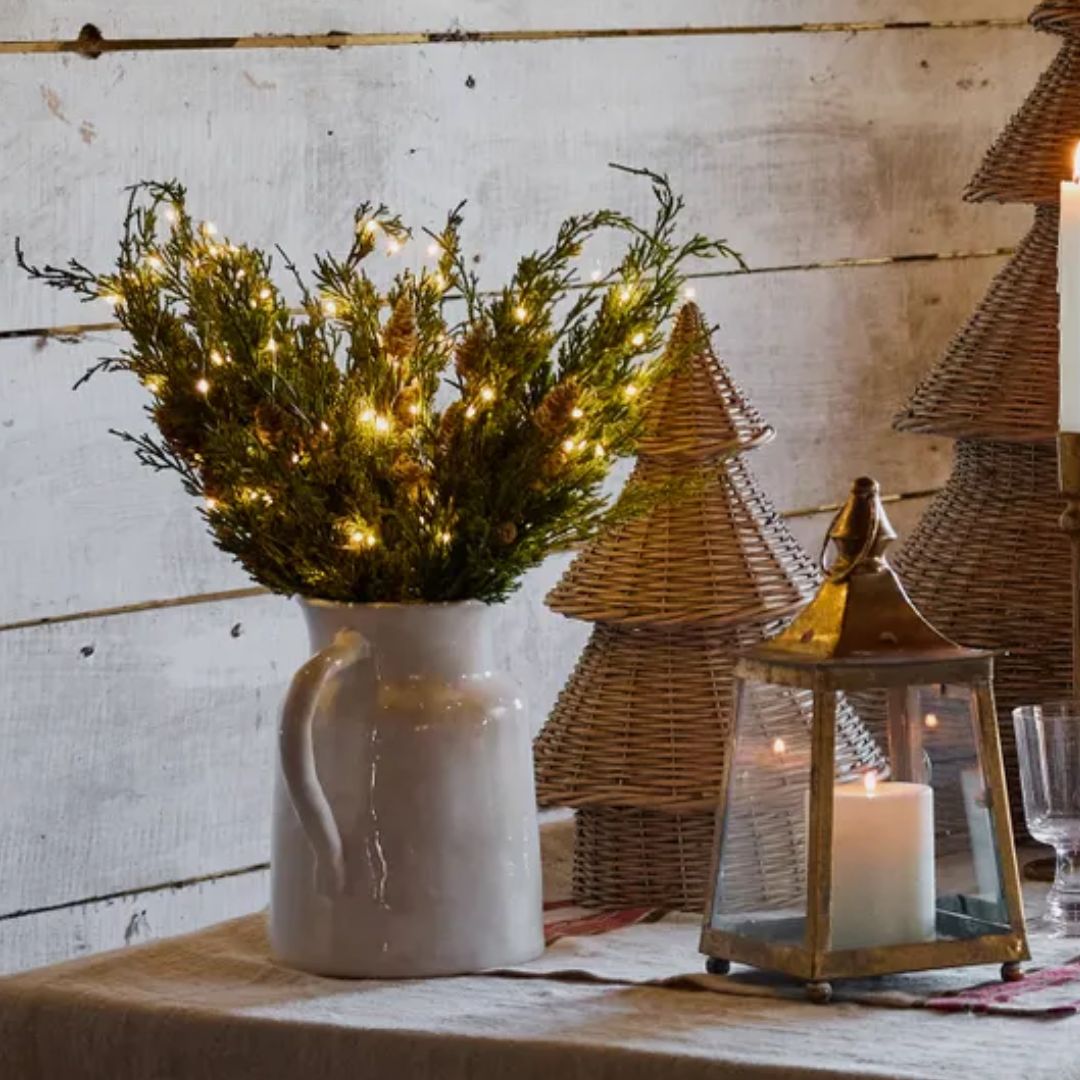 Cedar & Pinecone Branch with Lights - 104cm