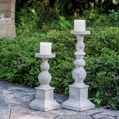 Grey Cement Pillar Candle Holder - Short