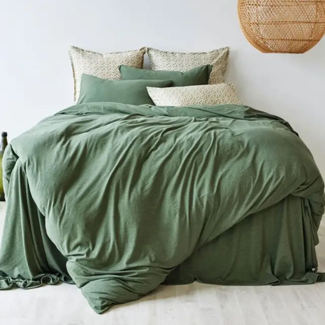 Cotton Jersey Duvet Cover: Avocado - King