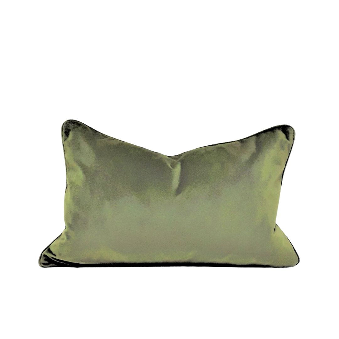 Patola Paisley Emerald/Casimir Olive Piped Cushion - 35x55
