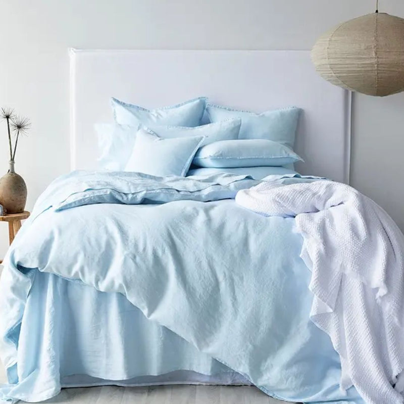 Pure Linen Duvet Cover Set with 2 pillowcases: Powder - King