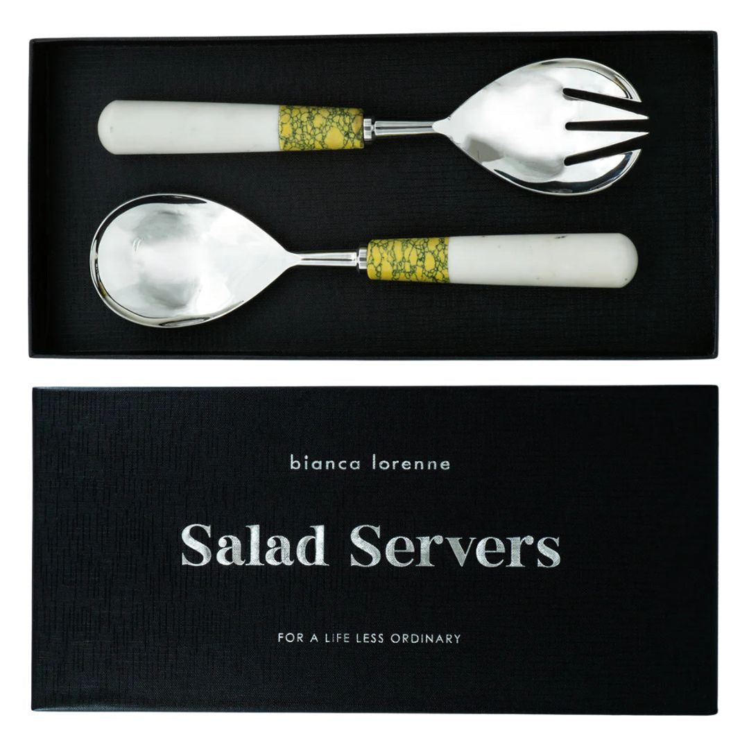 Salad Server Set - Ochre/Ivory