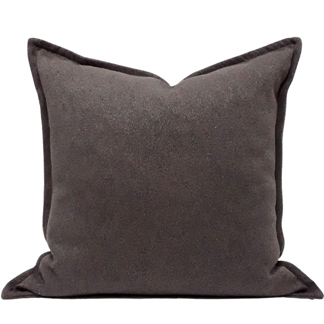Textured Brown Weave Cushion with Flange - 60x60