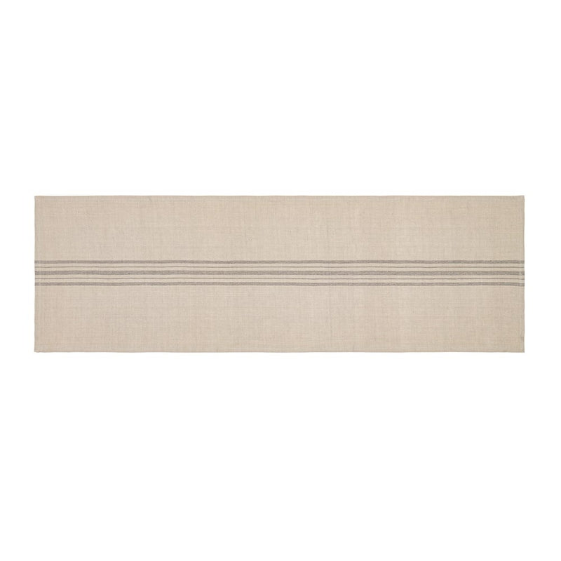 Linen Blend Stripe Table Runner - Nat/Grey