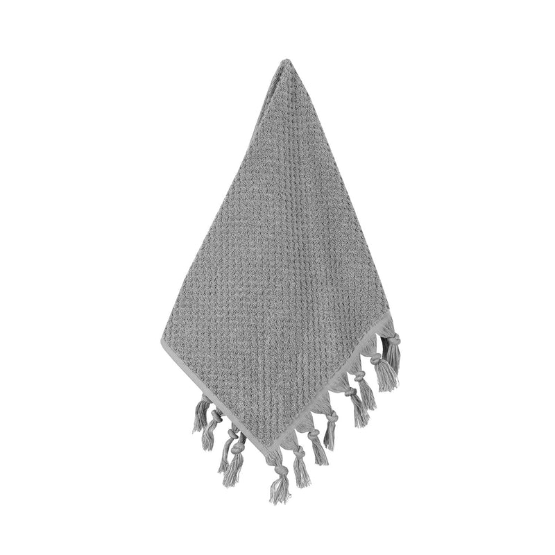 Textured Tassel Guest Towel - Grey