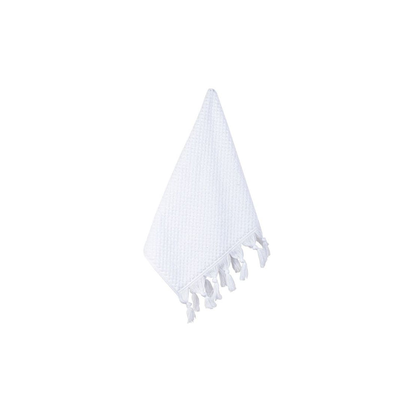 Textured Tassel Face Washer - White