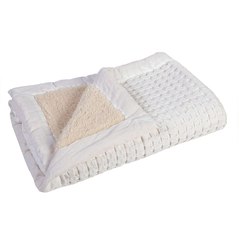 Bamboo Blend Waffle Blanket with Sherpa Cream - King Single