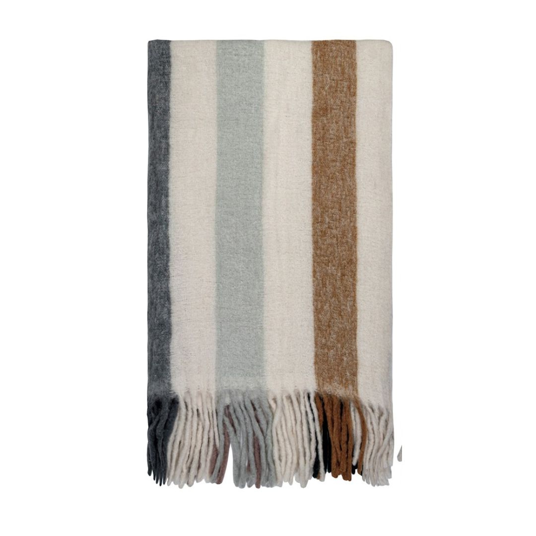 Mina Narrow Stripe Bumble Fringe Throw