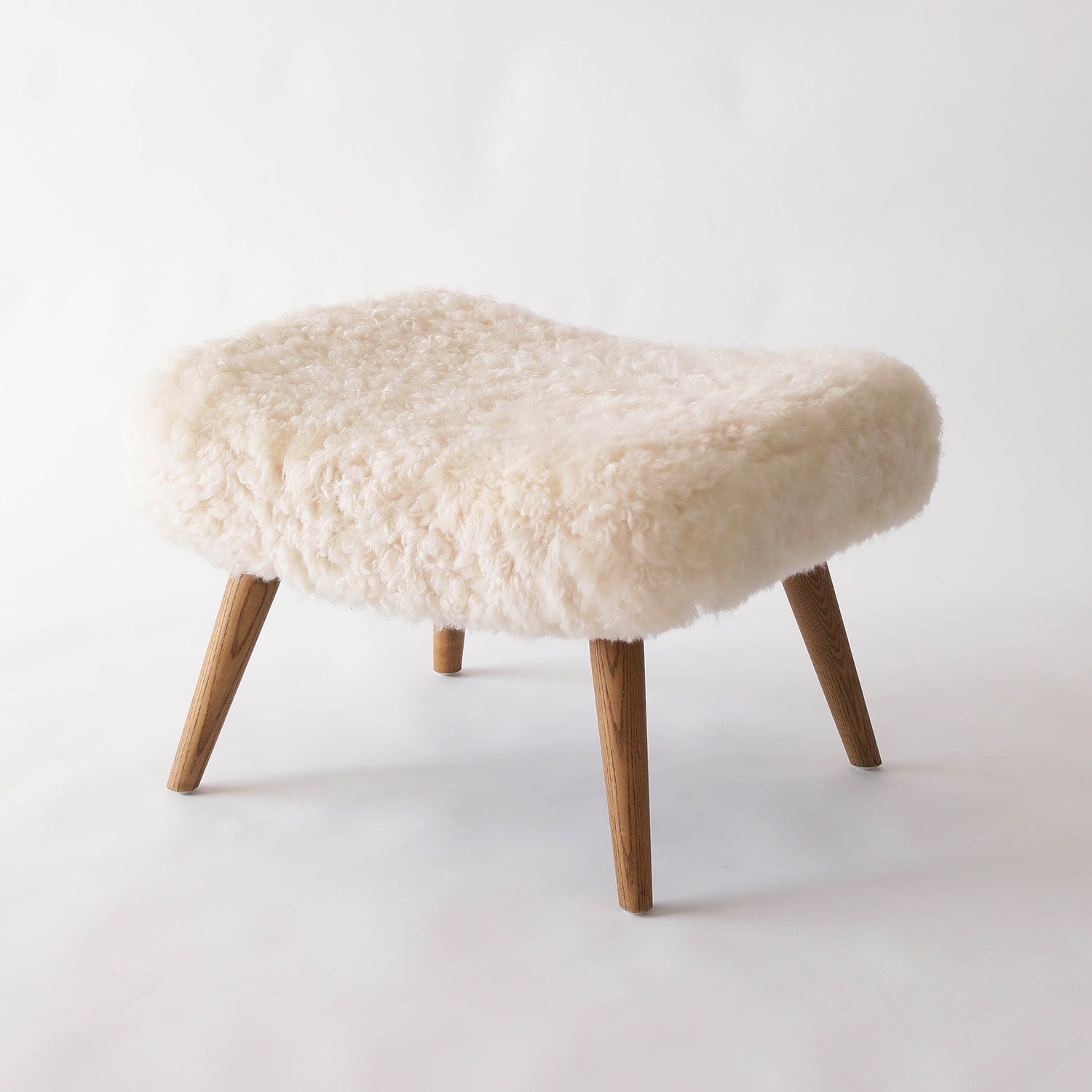 Fur Footstool Winter - White