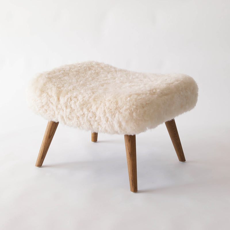 Fur Footstool Winter - White