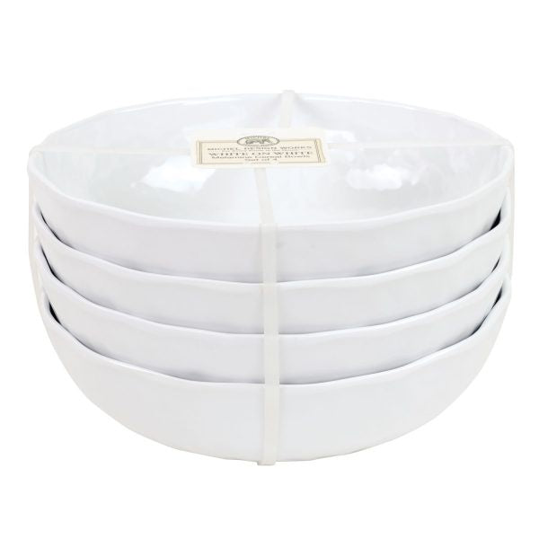 White on White Melamine Cereal Bowl - Set of 4