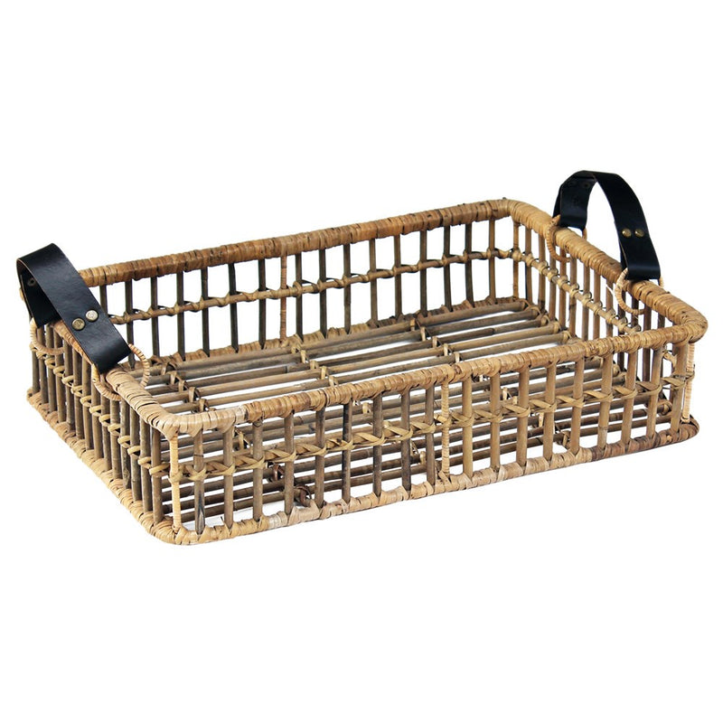 Open Rattan Rectangular Serving Tray