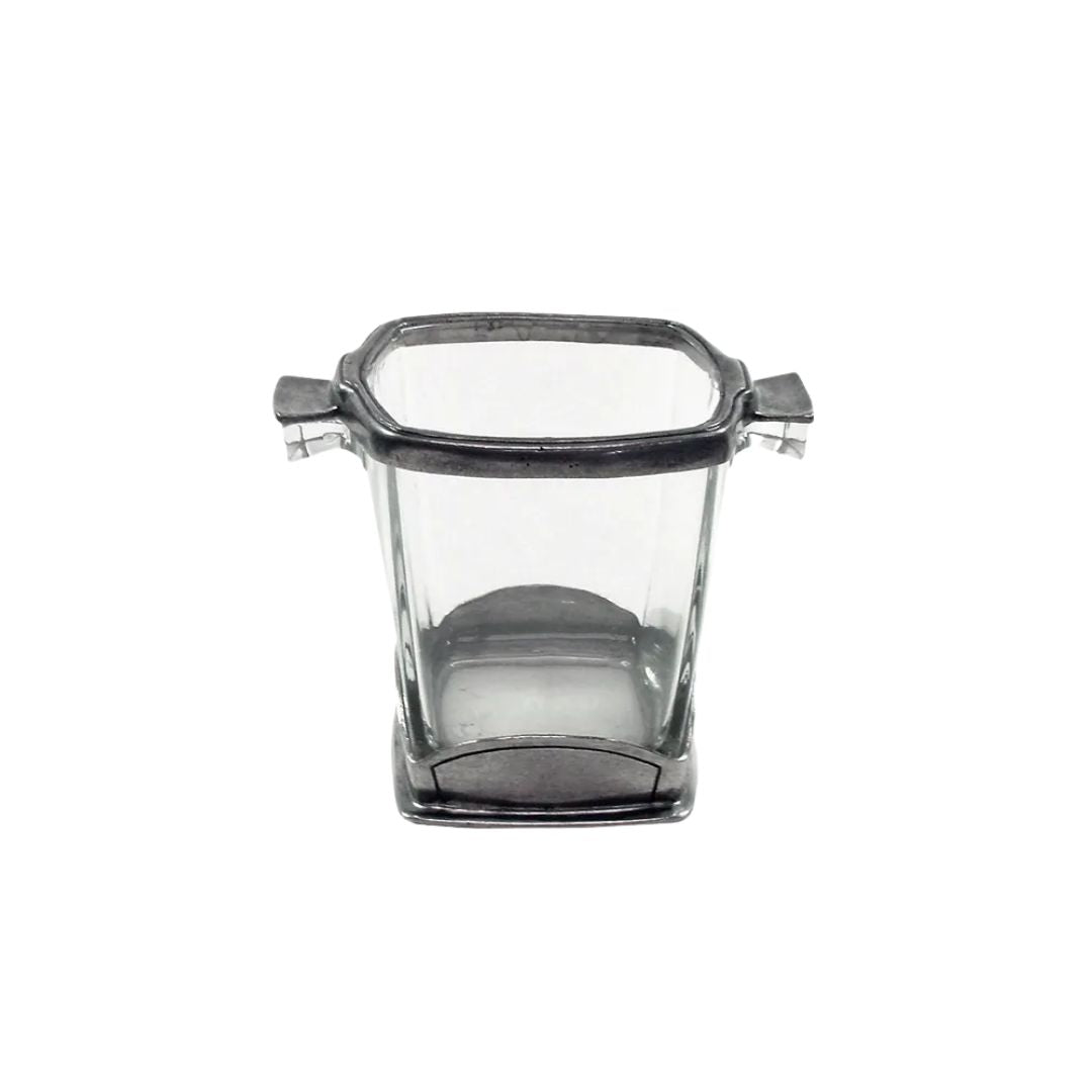 Square Pewter and Glass Ice Bucket