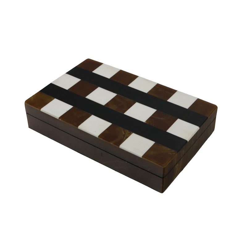 Resin Double Card Box - Brown/White