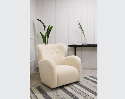 Baxter Cruz Swivel Chair - Faux Shearling Off-White