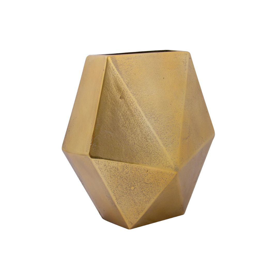 Faceted Diamond Cut Vase - Gold