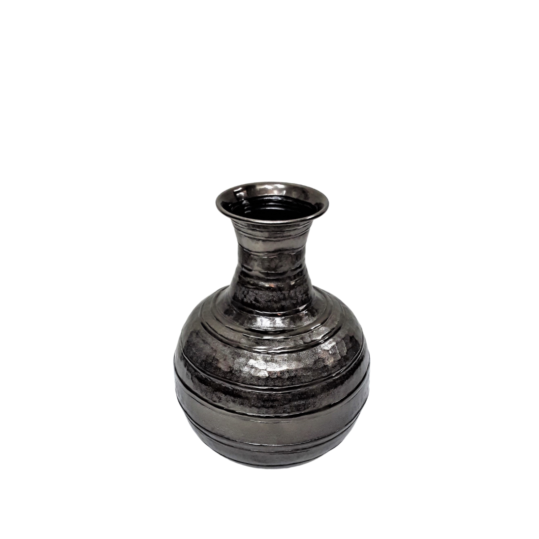 Aluminium XL Pot Belly Vase in Smoke Black - Small
