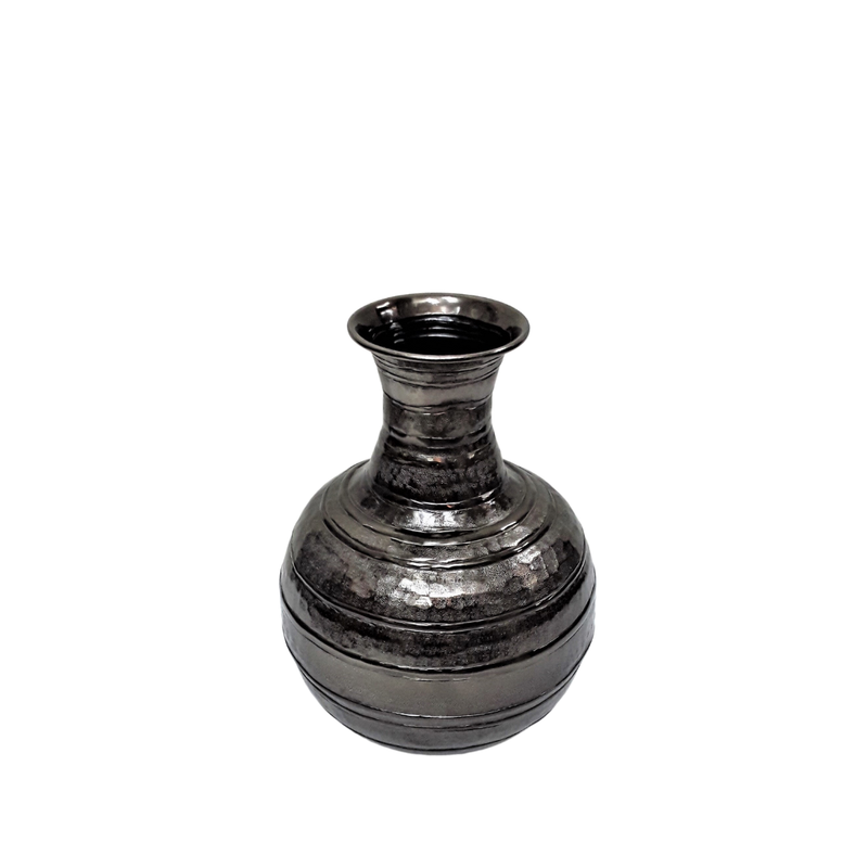 Aluminium XL Pot Belly Vase in Smoke Black - Small