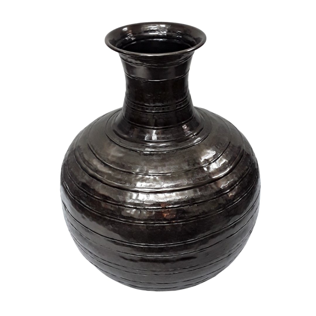 Aluminium XL Pot Belly Vase in Smoke Black - Large
