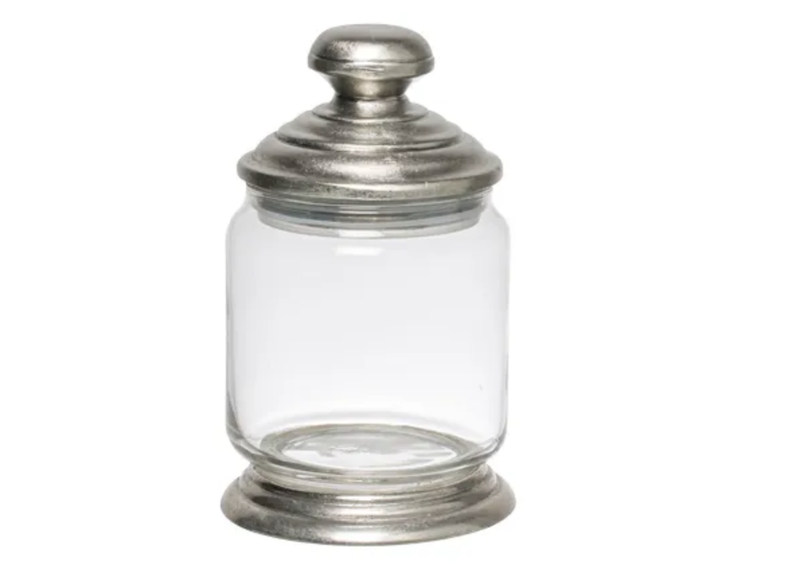 Glass and Pewter Storage Jar - Short