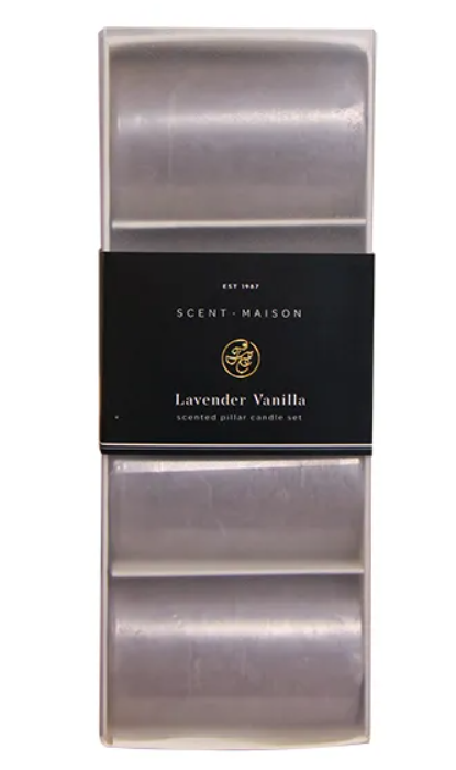 Maison Set 4 Pillar Candles Lavender Vanilla 2x3"