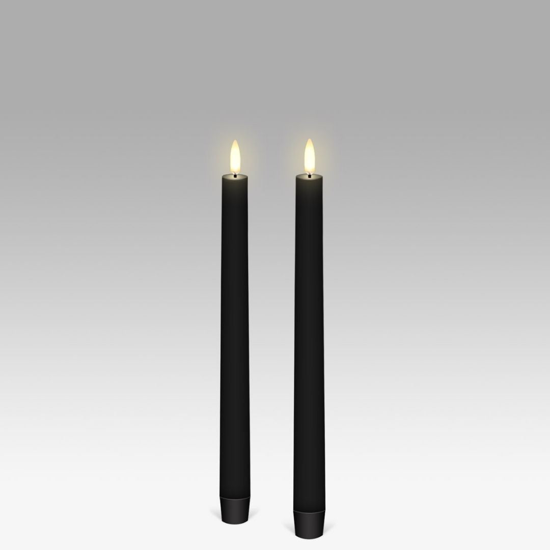 LED Taper Candle: Matte Black - Pack of 2 - 2.3x25cm