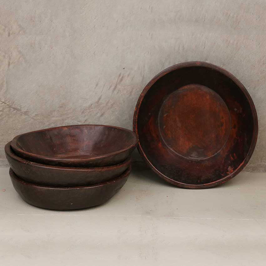 Antique Wooden Chapati Bowl - Medium